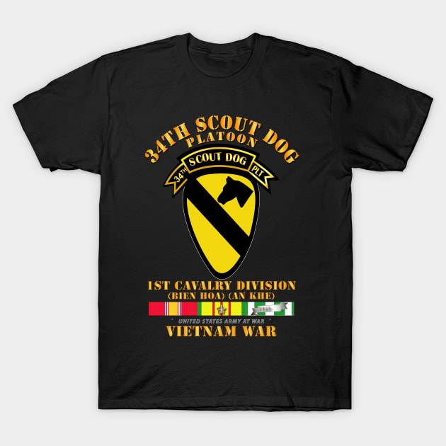 34th Scout Dog Platoon 1st Cav w Tab - VN SVC T-Shirt by twix123844
